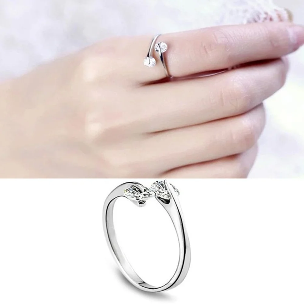NEW Simulated Diamond Bypass Ring | White Gold Plated Sterling‎ Silver